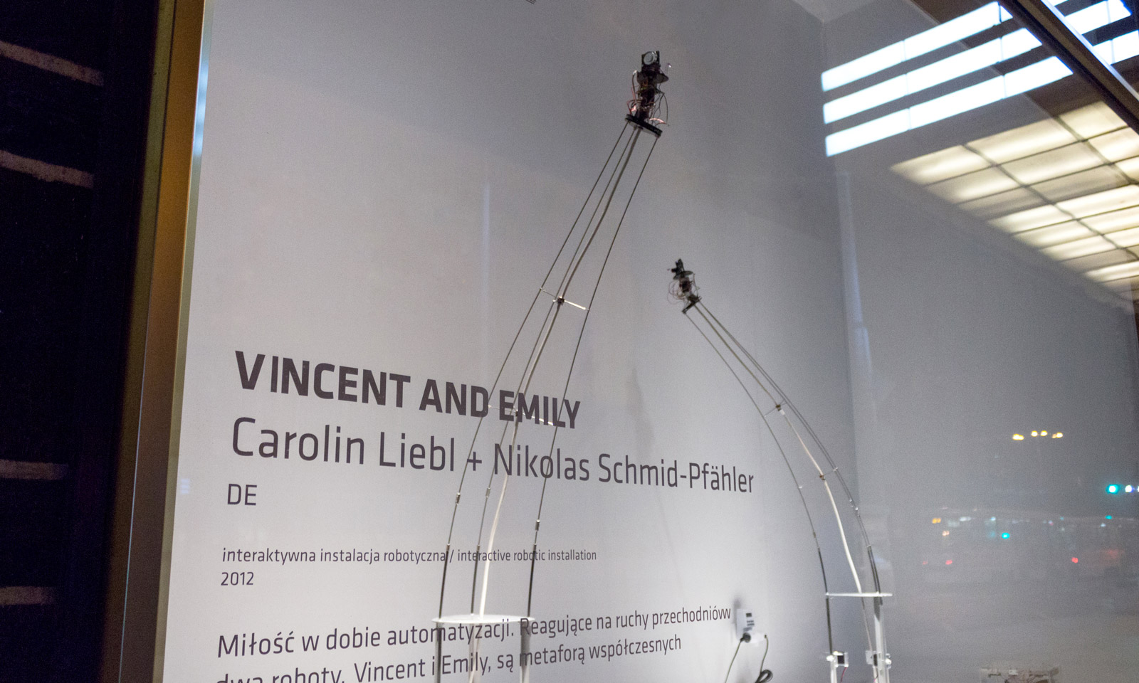 Vincent and Emily 2013 robotic artwork by Carolin Liebl and Nikolas Schmid-Pfähler